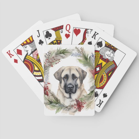 Anatolische Herder Kerstkrans Feestelijke Pup Pokerkaarten (Achterkant)