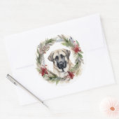 Anatolische Herder Kerstkrans Feestelijke Pup Ronde Sticker (Envelop)