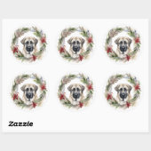 Anatolische Herder Kerstkrans Feestelijke Pup Ronde Sticker (Vel)