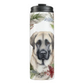 Anatolische Herder Kerstkrans Feestelijke Pup Thermosbeker (Voorkant)