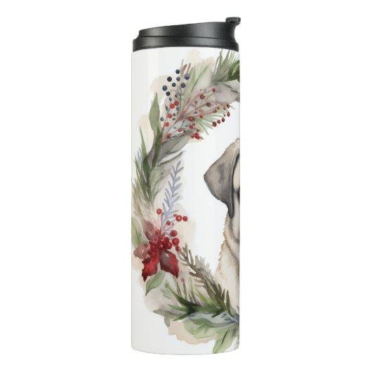 Anatolische Herder Kerstkrans Feestelijke Pup Thermosbeker (Gedraaid links)