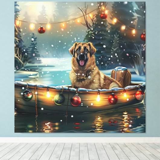 Anatolische herder kerstvakantie canvas afdruk (Insitu (Houten vloer))
