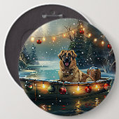 Anatolische herder kerstvakantie ronde button 6,0 cm (Voorkant /achterkant)