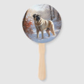 Anatolische herder liet het sneeuwKerstmis Handwaaier (Voorkant)