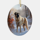 Anatolische herder liet het sneeuwKerstmis Keramisch Ornament (Rechts)