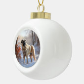 Anatolische herder liet het sneeuwKerstmis Keramische Bal Ornament (Rechts)
