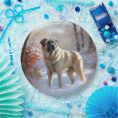 Anatolische herder liet het sneeuwKerstmis Papieren Bordje (Feest)