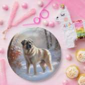 Anatolische herder liet het sneeuwKerstmis Papieren Bordje (Feest)