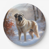 Anatolische herder liet het sneeuwKerstmis Papieren Bordje (Voorkant)