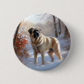 Anatolische herder liet het sneeuwKerstmis Ronde Button 5,7 Cm (Voorkant)
