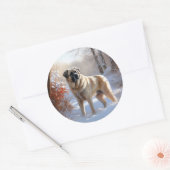 Anatolische herder liet het sneeuwKerstmis Ronde Sticker (Envelop)