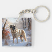 Anatolische herder liet het sneeuwKerstmis Sleutelhanger (Achterkant)