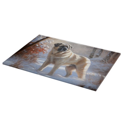 Anatolische herder liet het sneeuwKerstmis Snijplank (Hoek)