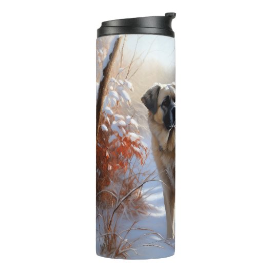 Anatolische herder liet het sneeuwKerstmis Thermosbeker (Gedraaid links)