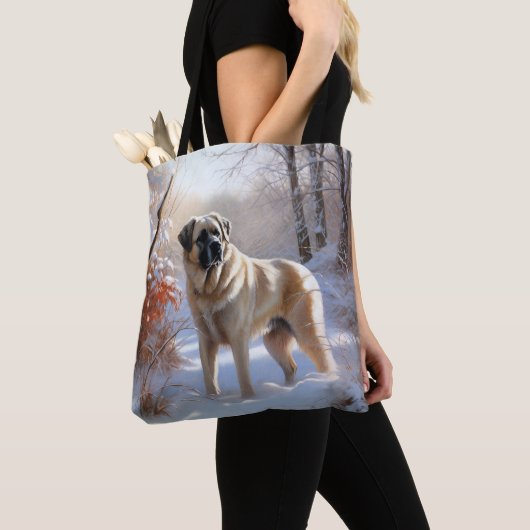 Anatolische herder liet het sneeuwKerstmis Tote Bag (Dichtbij)