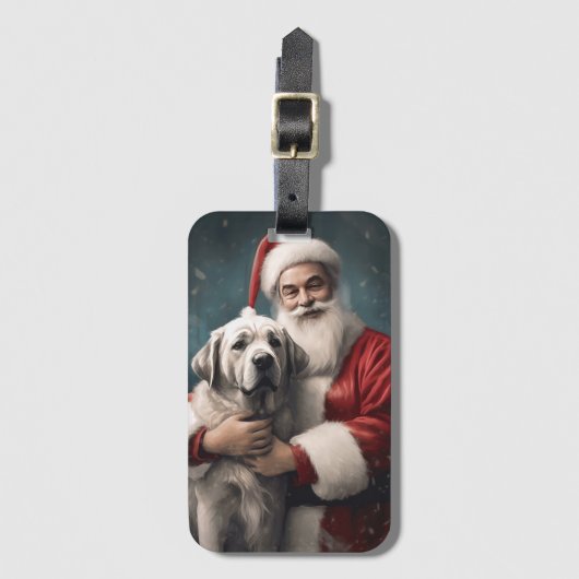 Anatolische Herder met Kerstman Kerstmis Bagagelabel (Voorkant (verticaal))