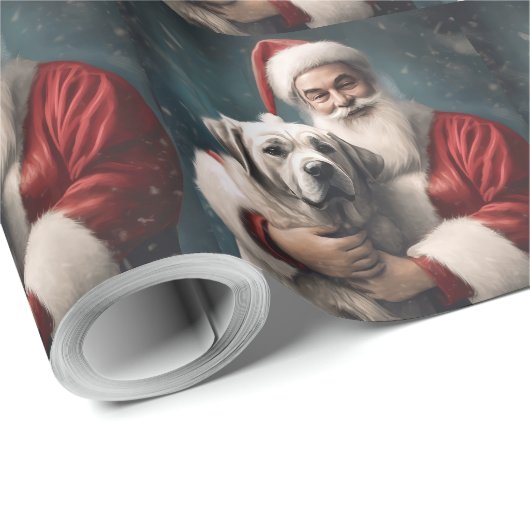 Anatolische Herder met Kerstman Kerstmis Cadeaupapier (Rol Hoek)