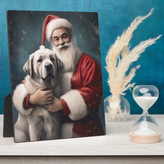 Anatolische Herder met Kerstman Kerstmis Fotoplaat (Zijkant)