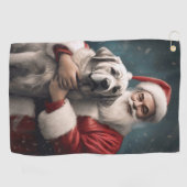 Anatolische Herder met Kerstman Kerstmis Golfhanddoek (Horizontaal)