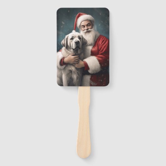 Anatolische Herder met Kerstman Kerstmis Handwaaier (Voorkant)