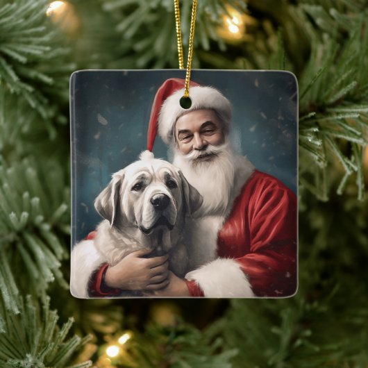 Anatolische Herder met Kerstman Kerstmis Keramisch Ornament (Boom)