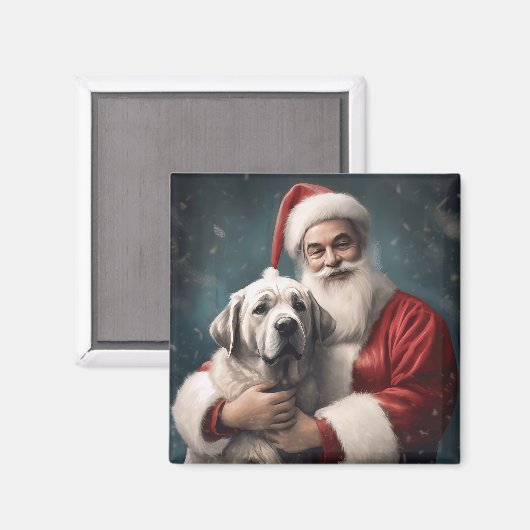 Anatolische Herder met Kerstman Kerstmis Magneet (Voorkant / Achterkant)