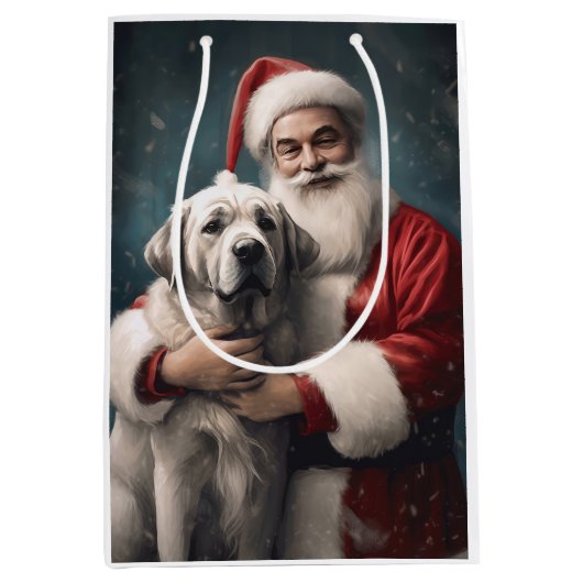 Anatolische Herder met Kerstman Kerstmis Medium Cadeauzakje (Voorkant)