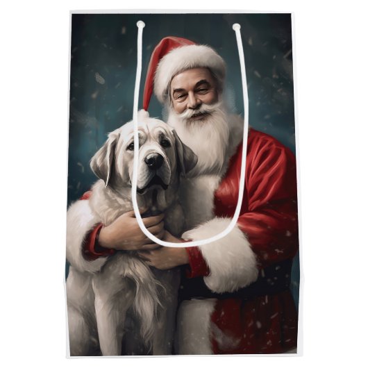 Anatolische Herder met Kerstman Kerstmis Medium Cadeauzakje (Achterkant)