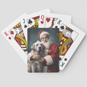 Anatolische Herder met Kerstman Kerstmis Pokerkaarten