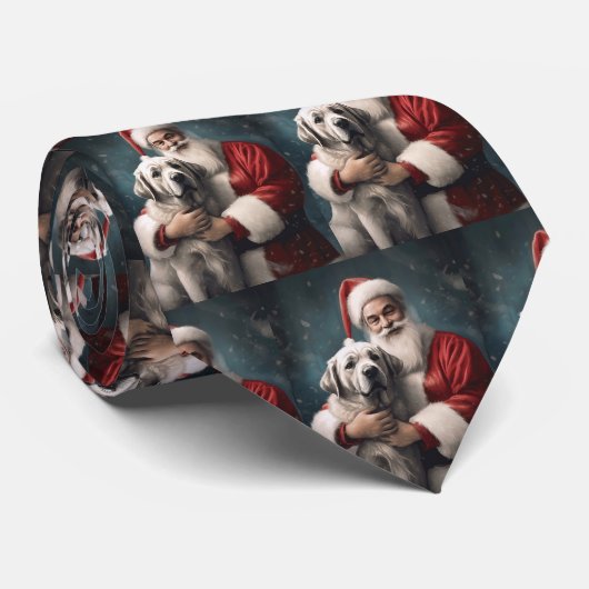 Anatolische Herder met Kerstman Kerstmis Stropdas (Opgerold)