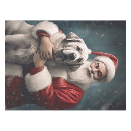 Anatolische Herder met Kerstman Kerstmis Tafelkleed (Voorkant (Horizontaal))