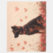 Anatolische herder met Rozen - Valentijnsdag Fleece Deken (Voorkant)