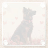 Anatolische herder met Rozen - Valentijnsdag Glazen Onderzetter (Achterkant)