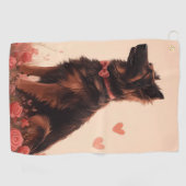 Anatolische herder met Rozen - Valentijnsdag Golfhanddoek (Horizontaal)