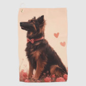 Anatolische herder met Rozen - Valentijnsdag Golfhanddoek (Voorkant)