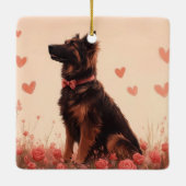 Anatolische herder met Rozen - Valentijnsdag Keramisch Ornament (Achterkant)