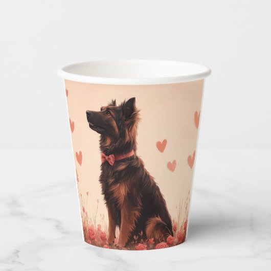Anatolische herder met Rozen - Valentijnsdag Papieren Bekers (Voorkant)