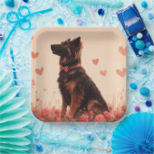 Anatolische herder met Rozen - Valentijnsdag Papieren Bordje (Feest)