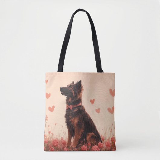 Anatolische herder met Rozen - Valentijnsdag Tote Bag (Voorkant)