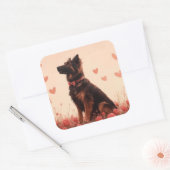 Anatolische herder met Rozen - Valentijnsdag Vierkante Sticker (Envelop)