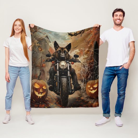 Anatolische Herder Rijden Motorfiets Halloween Fleece Deken (In situ)