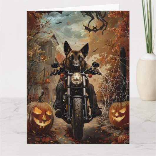 Anatolische Herder Rijden Motorfiets Halloween Kaart (Voorkant)