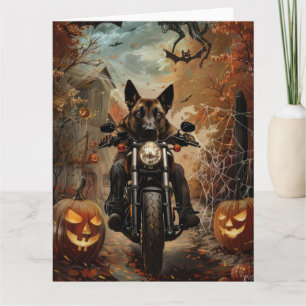 Anatolische Herder Rijden Motorfiets Halloween Kaart