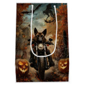 Anatolische Herder Rijden Motorfiets Halloween Medium Cadeauzakje (Achterkant)