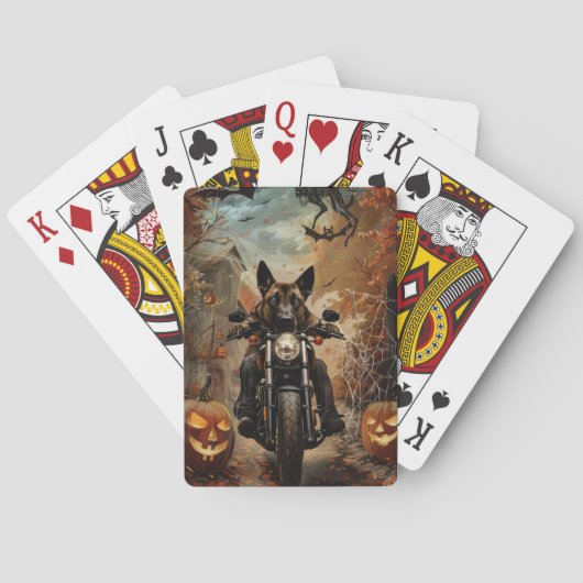 Anatolische Herder Rijden Motorfiets Halloween Pokerkaarten (Achterkant)