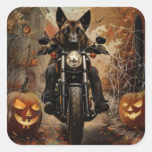 Anatolische Herder Rijden Motorfiets Halloween Vierkante Sticker (Voorkant)