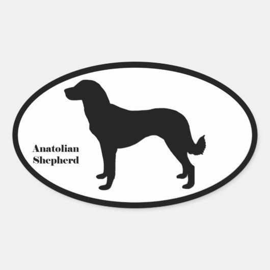 Anatolische herder Silhouette Ovale Sticker (Voorkant)