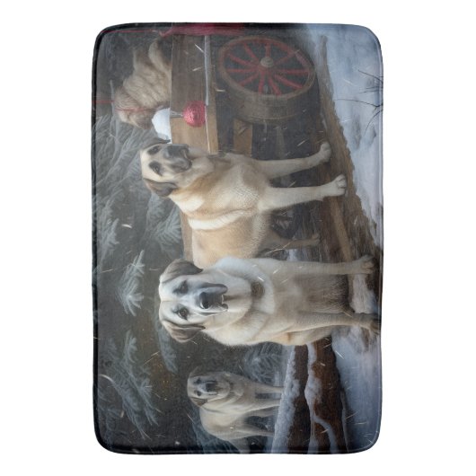 Anatolische Herder Sneeuwslee Kerstdecoratie Badmat (Voorkant Verticaal)