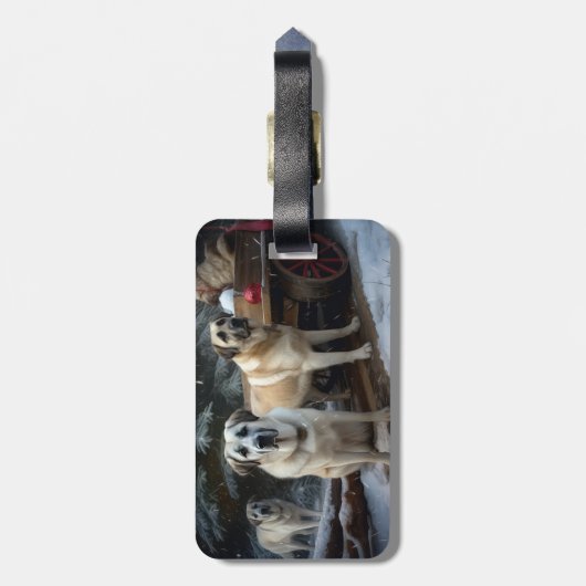 Anatolische Herder Sneeuwslee Kerstdecoratie Bagagelabel (Achterkant verticaal)