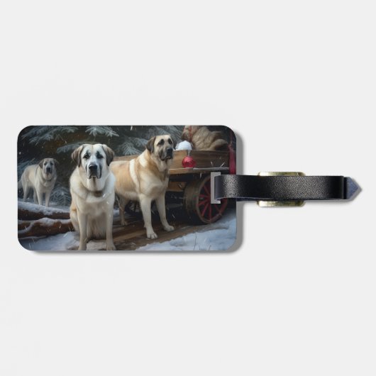 Anatolische Herder Sneeuwslee Kerstdecoratie Bagagelabel (Achterkant horizontaal)